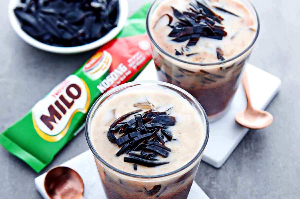 Milo Cincau Agar Coffee - Cara membuat cincau dari agar-agar yang ada rasa susu