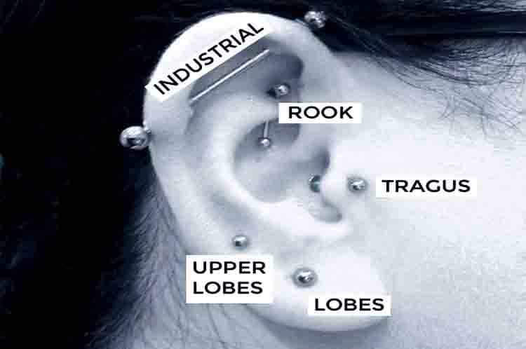 Industrial - Tindikan telinga yang keren dengan 2 tindikan sekaligus